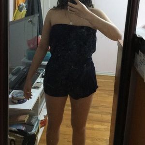 Strapless blue romper